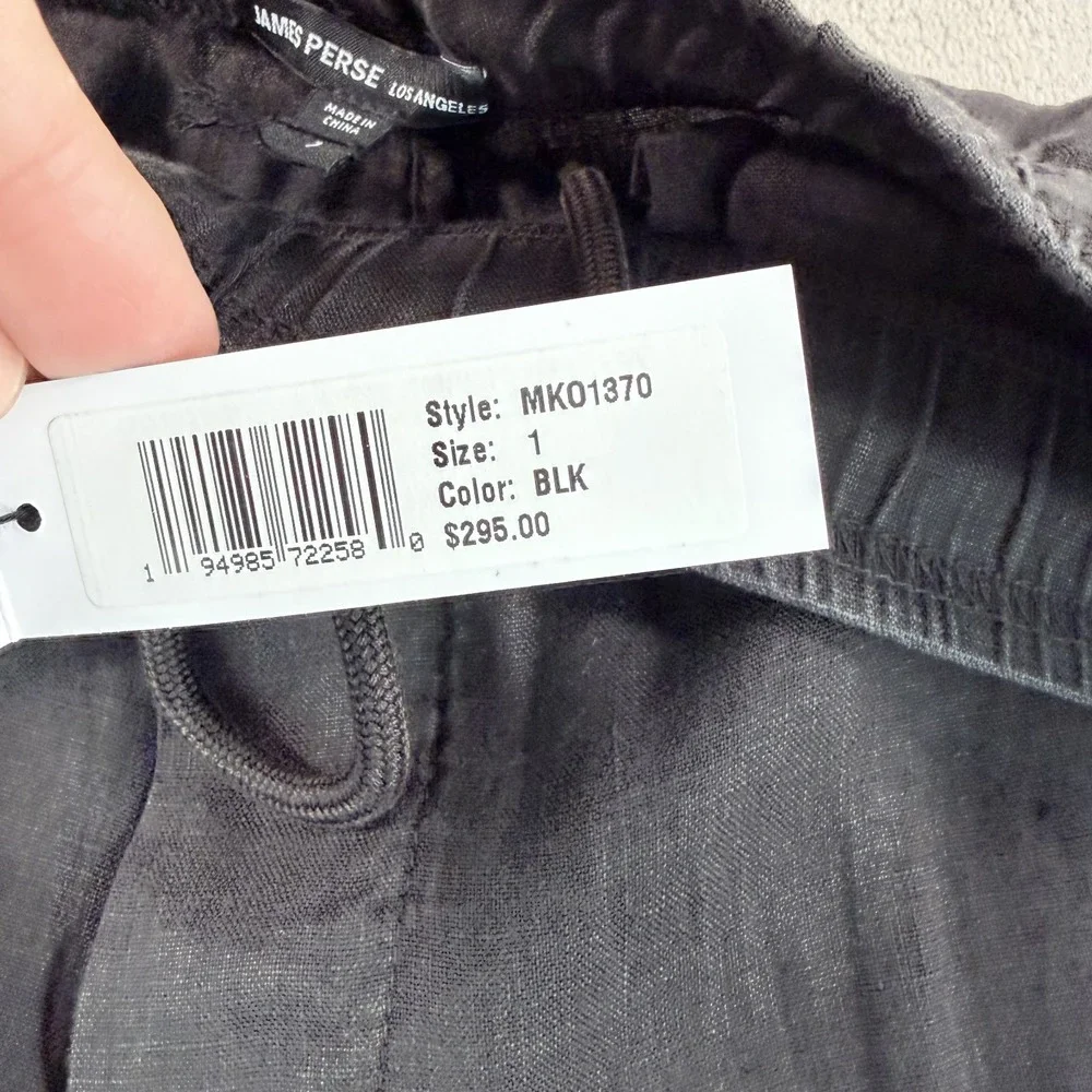 JAMES PERSE Lightweight 100% Linen Pants in Black Men Small Fits 34x31 NWT $295